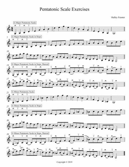 Pentatonic Scale Exercises In G Treble Clef Sheet Music