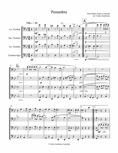 Penumbra Venezuelan Vals For Trombone Quartet Sheet Music