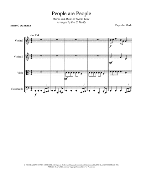 People Are People Depeche Mode String Quartet Sheet Music