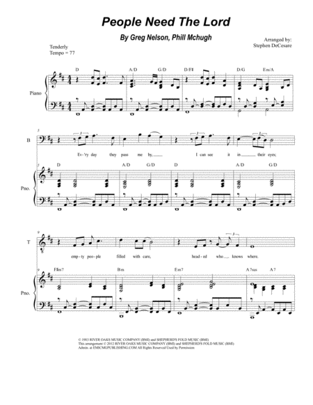 People Need The Lord Duet For Tenor And Bass Solo Sheet Music