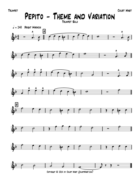 Pepito Theme And Variation Trumpet Solo Sheet Music