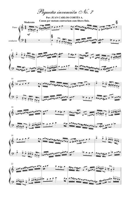 Pequea Invencin No 7 Canon Per Motum Contrarium Cum Libero Finis Canon Por Movimiento Contrario Con Libre Final Sheet Music