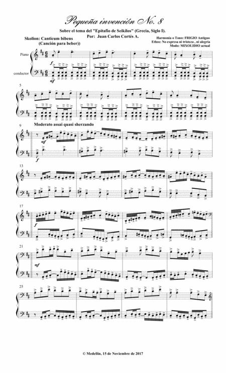 Free Sheet Music Pequea Invencin No 8 Basada Sobre El Tema De El Epitafio De Seikilos