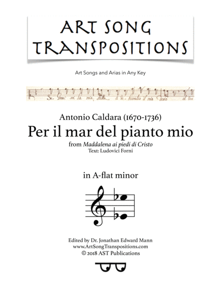 Per Il Mar Del Pianto Mio A Flat Minor Sheet Music