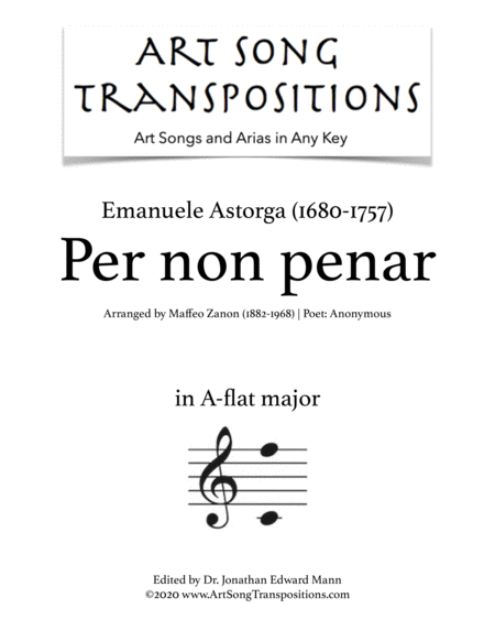 Free Sheet Music Per Non Penar Transposed To A Flat Major