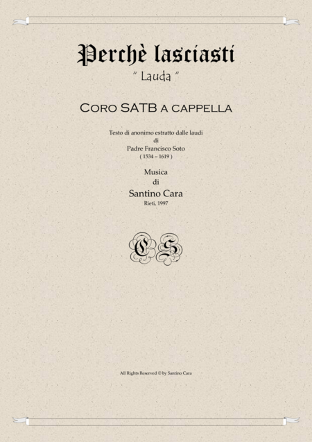 Free Sheet Music Perch Lasciasti Lauda Per Satb Choir A Cappella