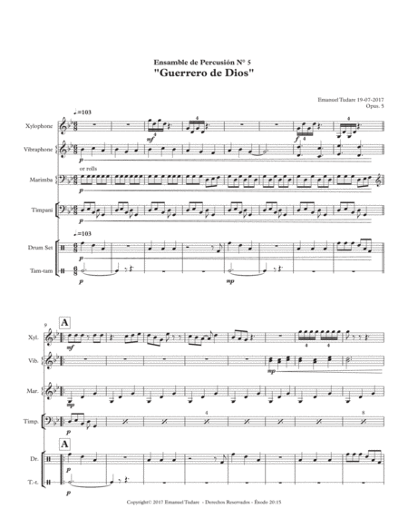 Percussion Ensemble N 5 Warriors Of God Sheet Music