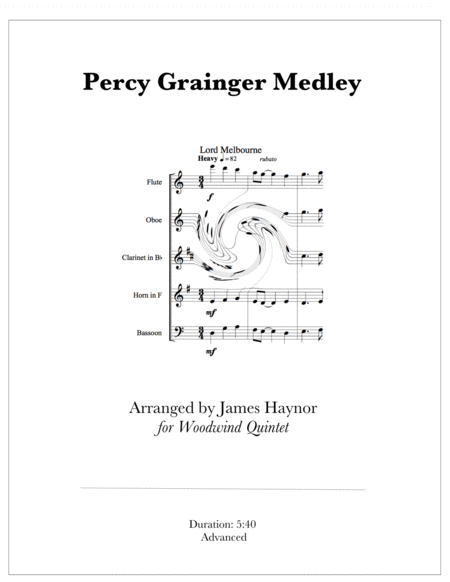 Percy Grainger Medley For Woodwind Quintet Sheet Music