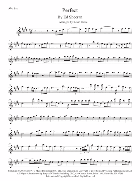 Free Sheet Music Perfect Alto Sax