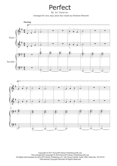 Perfect By Ed Sheeran Child Easy Piano Duet Four Hands Sheet Music