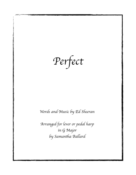 Perfect By Ed Sheeran Lever Harp Solo Sheet Music