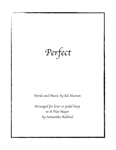 Perfect By Ed Sheeran Pedal Harp Solo Sheet Music