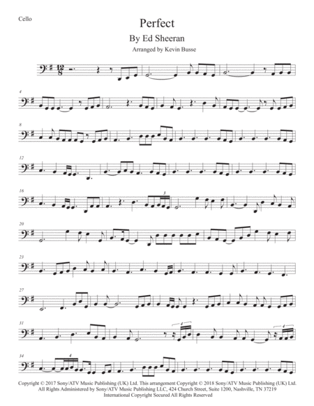 Free Sheet Music Perfect Cello