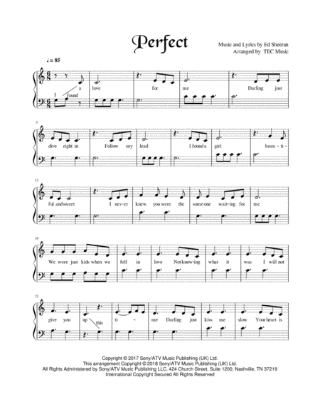 Perfect Easy For Beginning Pianists Sheet Music