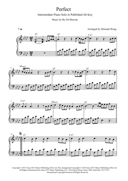 Perfect Easy To Intermediate Piano Solo In Published Ab Key C Key Sheet Music