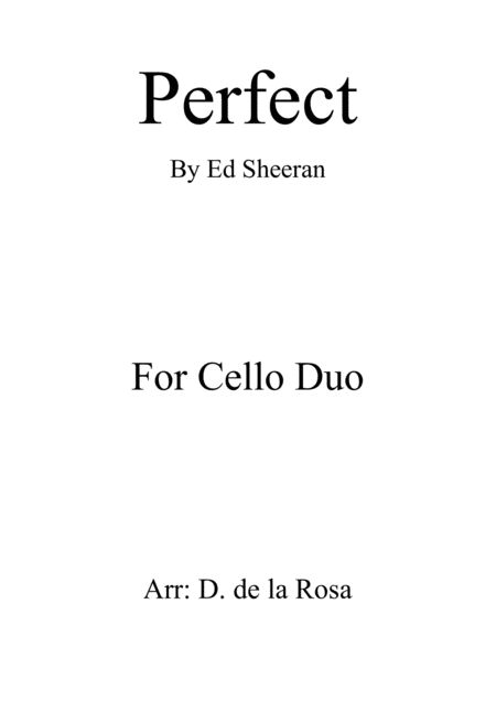 Perfect Ed Sheeran Cello Duet Full Score And Parts Sheet Music