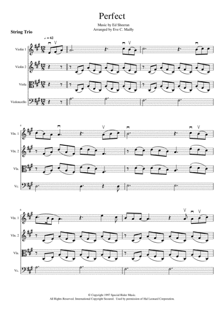 Perfect Ed Sheeran String Trio Sheet Music