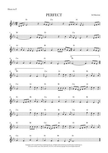 Perfect French Horn Sheet Music