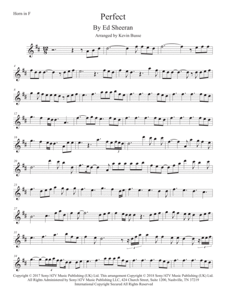 Free Sheet Music Perfect Horn In F