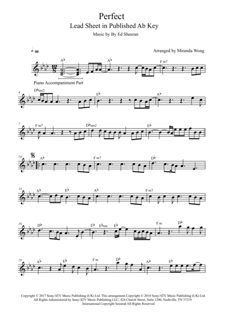 Free Sheet Music Perfect Lead Sheet For Ab Bb F Key With Chords