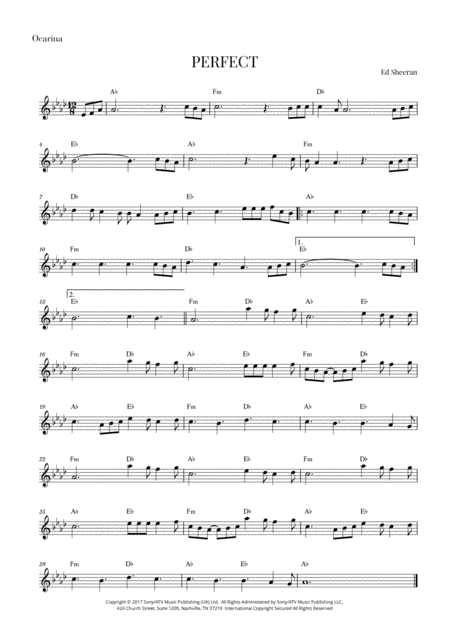 Perfect Ocarina Sheet Music