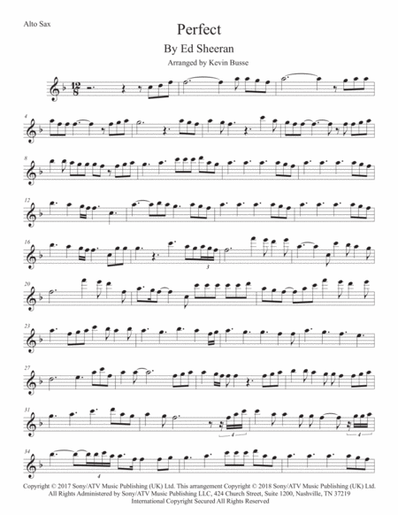 Free Sheet Music Perfect Original Key Alto Sax