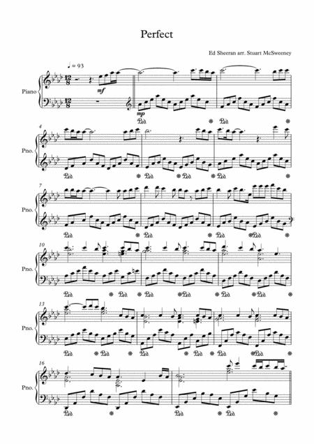 Perfect Piano Solo Sheet Music