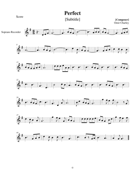 Perfect Recorder Notes Sheet Music