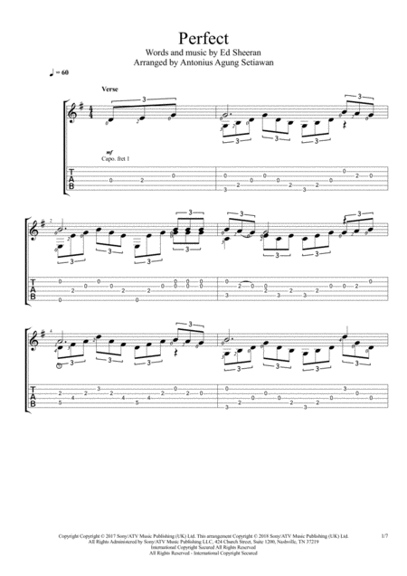 Free Sheet Music Perfect Solo Guitar Tablature