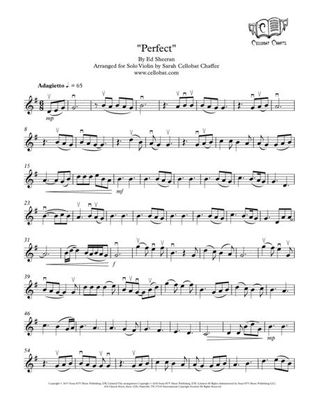 Perfect Solo Violin Ed Sheeran Arr Cellobat Sheet Music