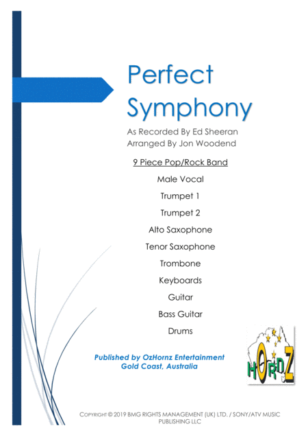 Perfect Symphony 9 Piece Pop Rock Band Sheet Music