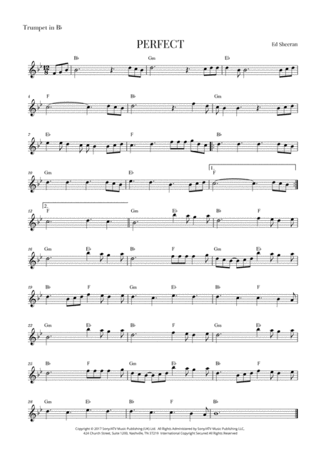 Perfect Trumpet In Bb Sheet Music