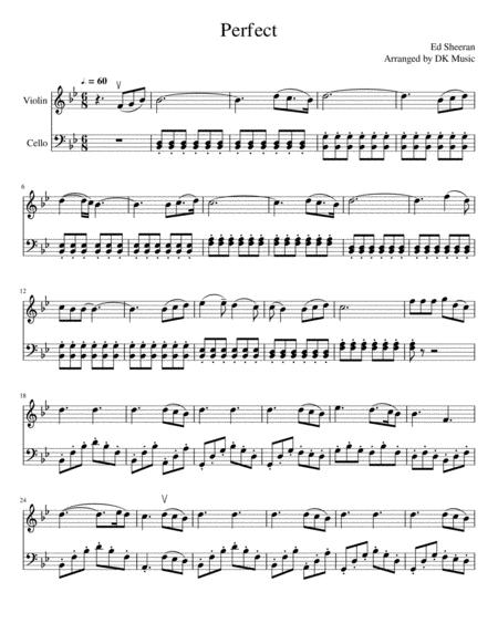 Free Sheet Music Perfect Violin Cello Duet