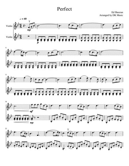 Perfect Violin Duet Sheet Music