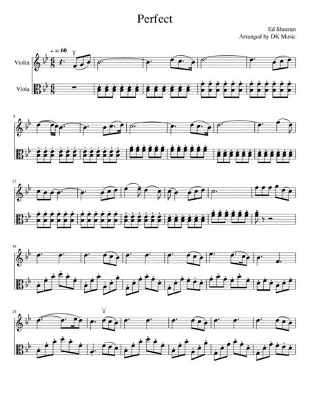 Perfect Violin Viola Duet Sheet Music