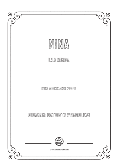 Pergolesi Nina In A Minor For Voice And Piano Sheet Music