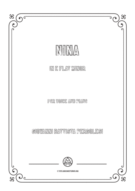 Free Sheet Music Pergolesi Nina In E Flat Minor For Voice And Piano