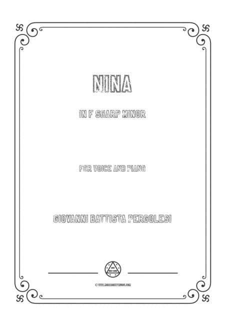 Pergolesi Nina In F Sharp Minor For Voice And Piano Sheet Music