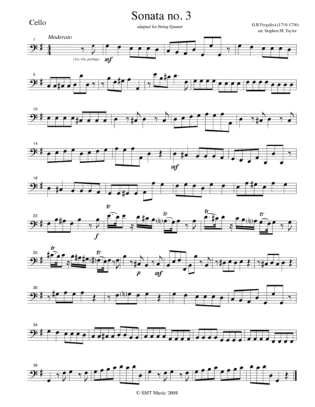 Free Sheet Music Pergolesi Sonata No 3 In G Pulcinella Theme