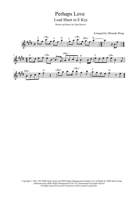 Free Sheet Music Perhaps Love Alto Saxophone Solo