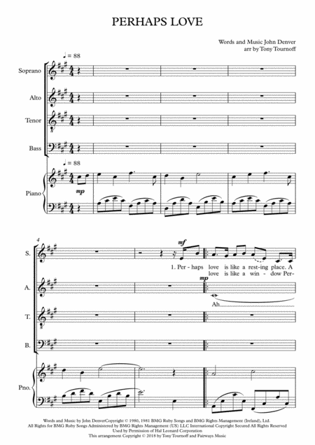 Perhaps Love Satb Sheet Music