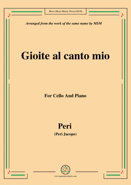 Peri Gioite Al Canto Mio Ver 1 From Euridice For Cello And Piano Sheet Music