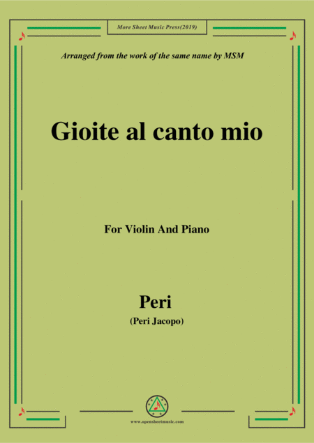 Free Sheet Music Peri Gioite Al Canto Mio Ver 1 From Euridice For Violin And Piano