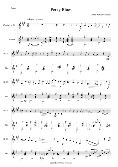 Perky Blues For Clarinet And Guitar Sheet Music