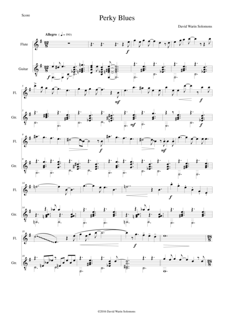 Free Sheet Music Perky Blues For Flute And Guitar