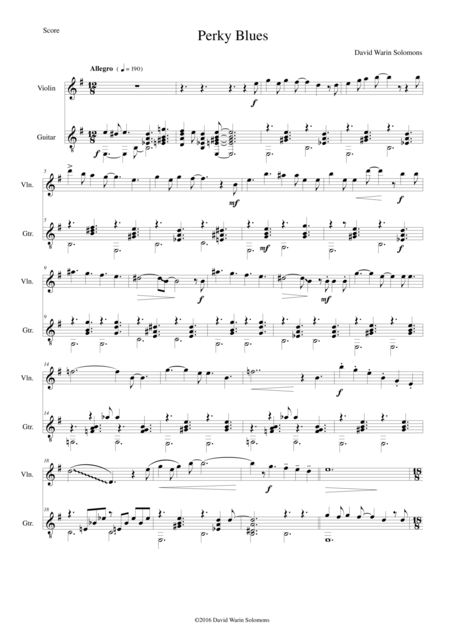 Free Sheet Music Perky Blues For Violin And Guitar