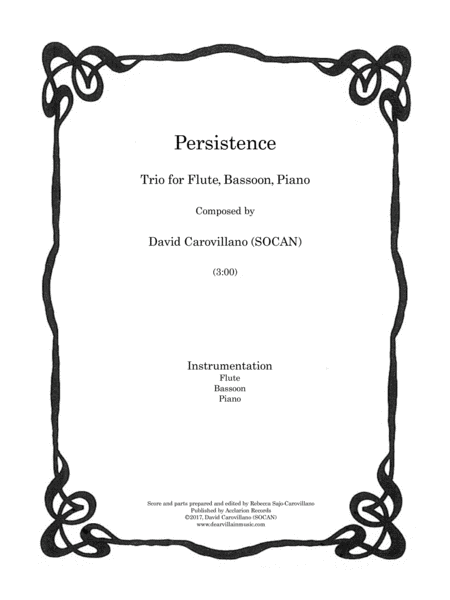 Persistence Trio For Flute Bassoon Piano Sheet Music