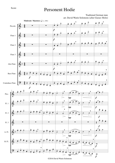 Personent Hodie For Flute Choir Sheet Music