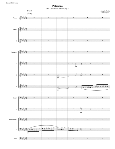 Free Sheet Music Petenera Mvt 1 From Danzas Andaluzas Op 8 By Juaqun Turina Brass Nonet 2fl Picc