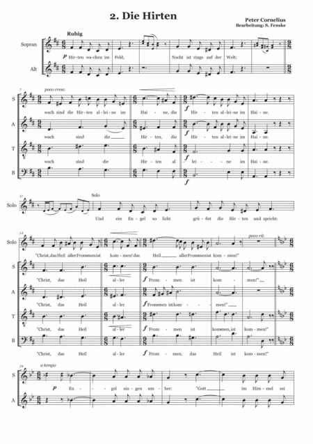 Peter Cornelius Weihnachtslieder 2 Die Hirten Chor Sheet Music